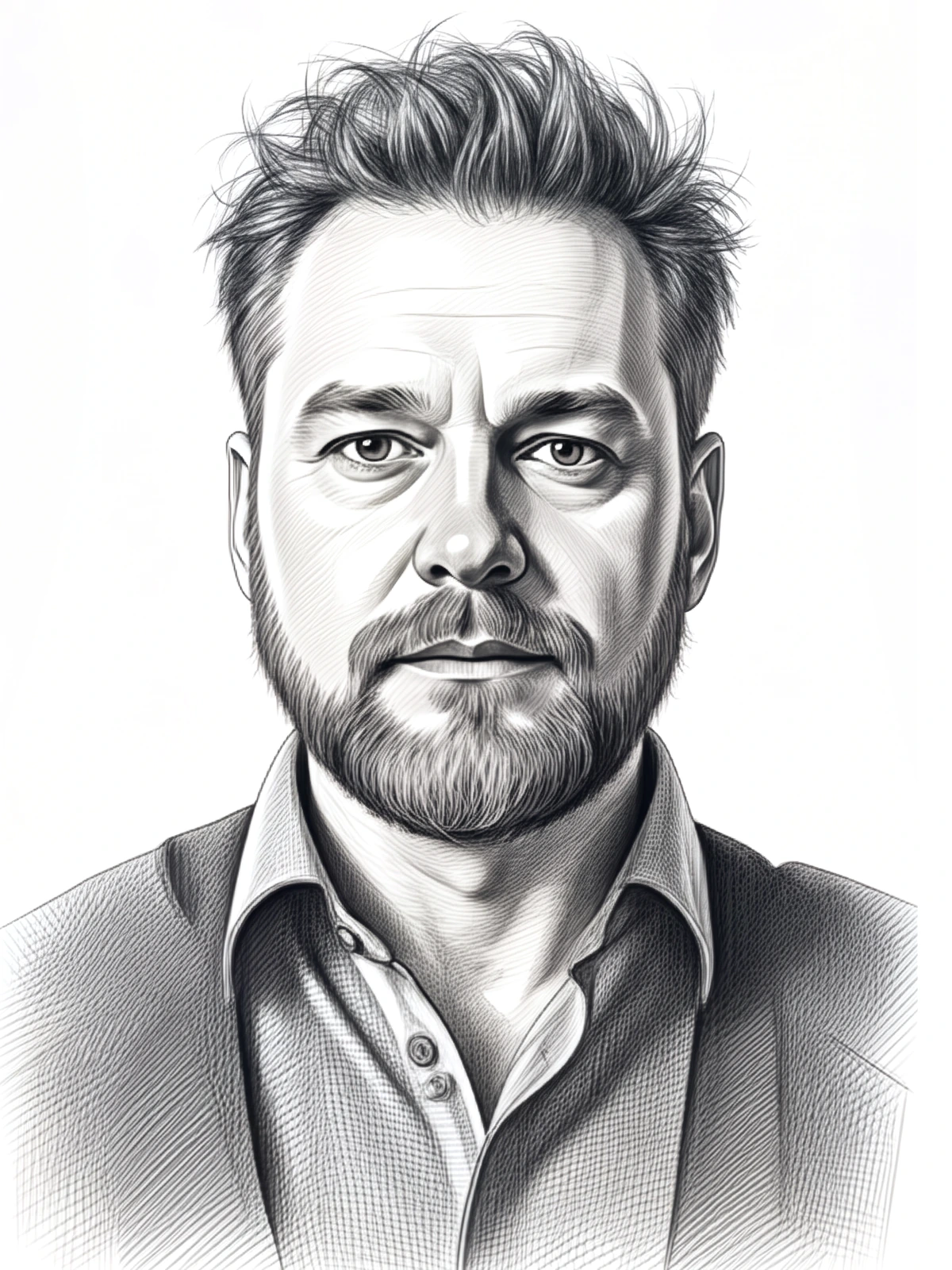 Bleistiftzeichnung von Christian Dressel, Entwickler für KI-Projekte in Vorarlberg